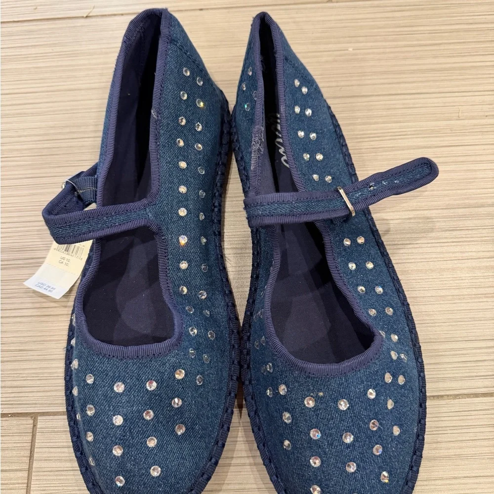 Aerie Denim Mary Jane Ballet Flats Women's Shoes, Size 10 - Picture 1 of 3